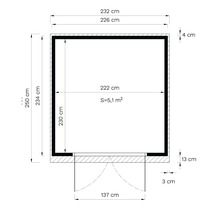 Căsuță de grădină Woodline 226x234 cm, lemn netratat