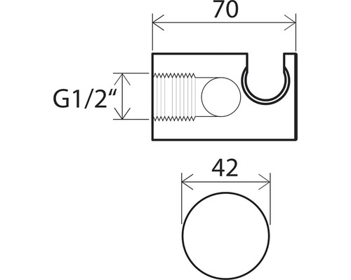 Desen tehnic al unui suport pentru bară de duș cu dimensiuni