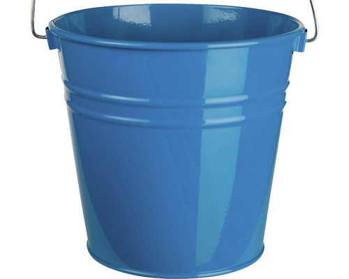 Găleată metalică albastră cu mâner