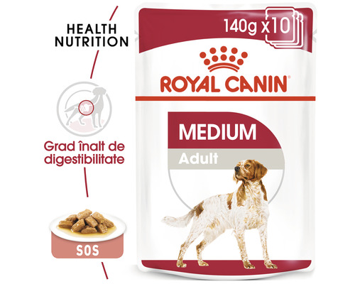 Hrană umedă Royal Canin pentru câini adulți de talie medie, 140 grame x 10