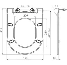 Desen tehnic al unui capac de toaletă cu dimensiuni