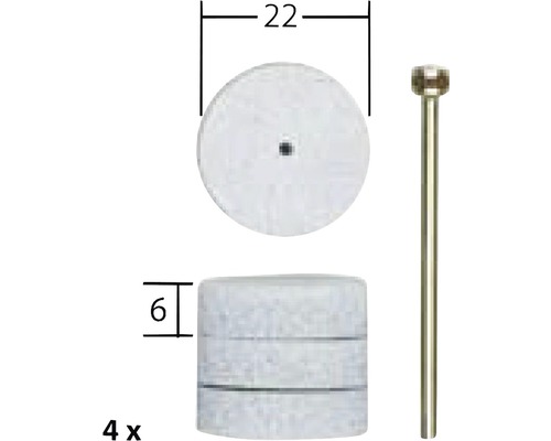 Patru discuri abrazive cu dimensiunea de 22 mm x 6 mm