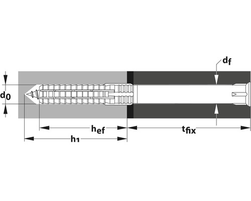 Diagramă a unui șurub cu dimensiunile aferente