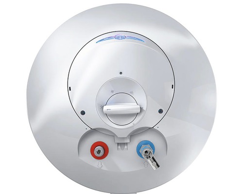 Vedere din spate a boilerului cu racorduri pentru apă rece și apă caldă