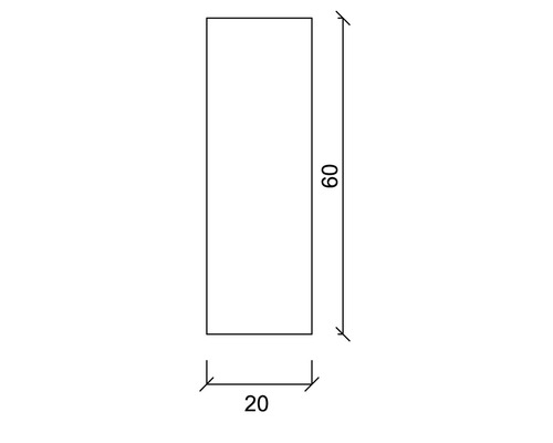 Desen tehnic al unui dreptunghi cu dimensiunile 20 x 60
