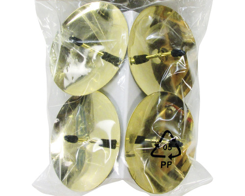 Patru glisiere pentru mobilă de culoare aurie în pungă de plastic transparentă