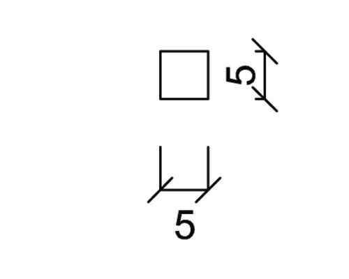 Desen tehnic cu dimensiuni: Formă pătrată, 5 mm