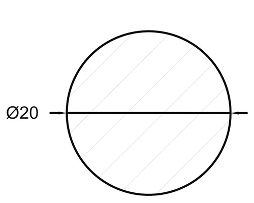 Desen tehnic al unui cerc cu diametrul de 20