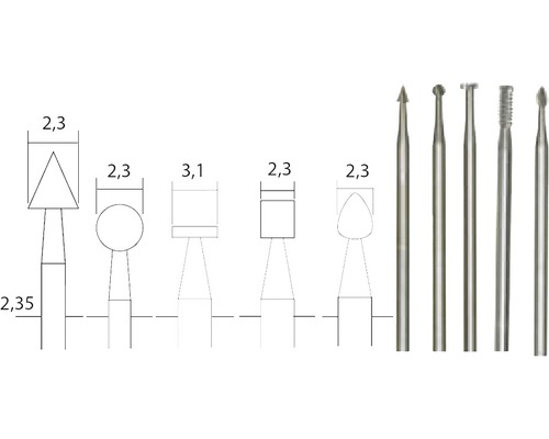 Diverse forme și dimensiuni de freze pentru lucrări de precizie