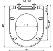 Desen tehnic al unui capac de toaletă cu dimensiuni