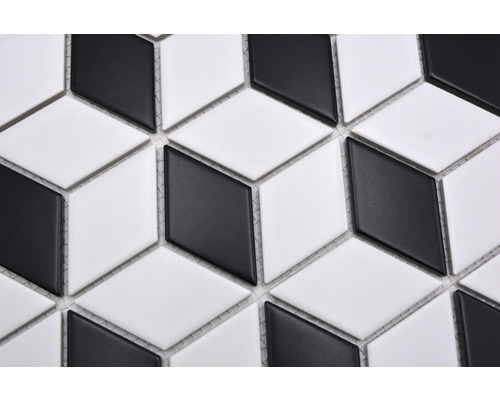 Plăci de mozaic cu model geometric de cub în alb și negru