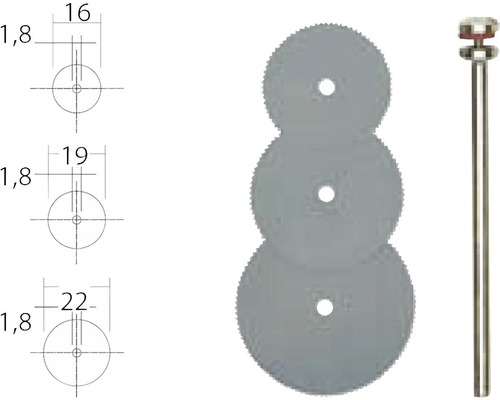 Set de discuri de tăiere cu tijă și dimensiuni