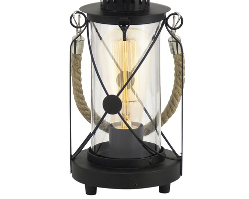 Lampă decorativă de masă în formă de felinar cu glob de sticlă