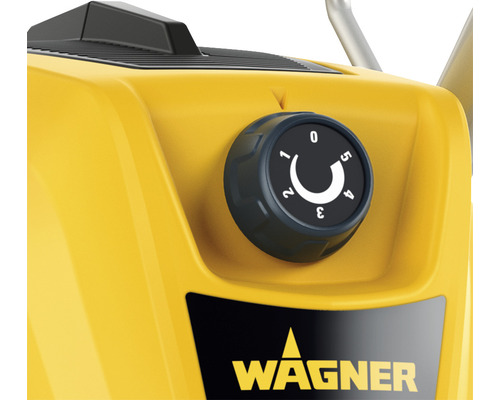 Imagine detaliată a unui sistem de role de vopsea Wagner galben cu buton rotativ