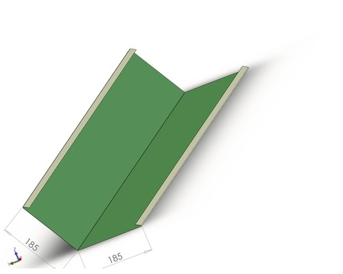 Protecție de colț cu dimensiunile 185 x 185 milimetri.