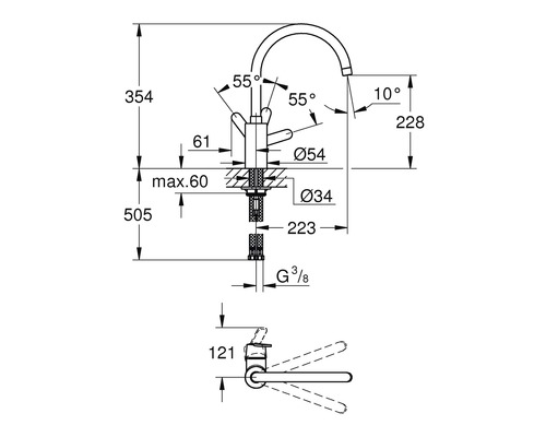 Desen tehnic al unei armături cu dimensiuni