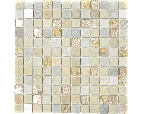 Mozaic sticlă-piatră naturală XCM CR27 mix multicolor 30x30 cm