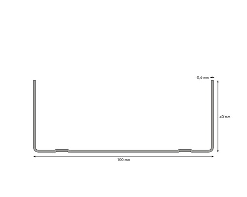 Schiță a unui profil metalic cu dimensiuni