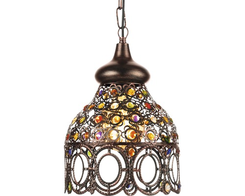 Lustr din metal cu pietre de sticlă colorate