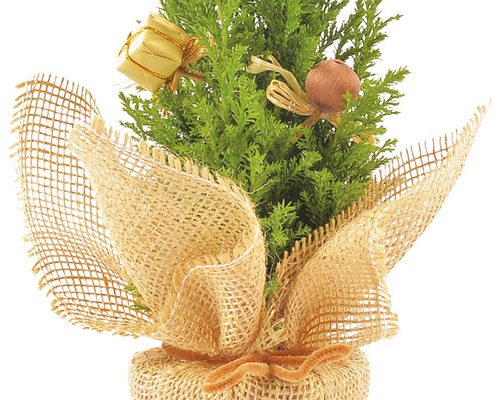 Brad artificial decorativ miniatural cu ornamente