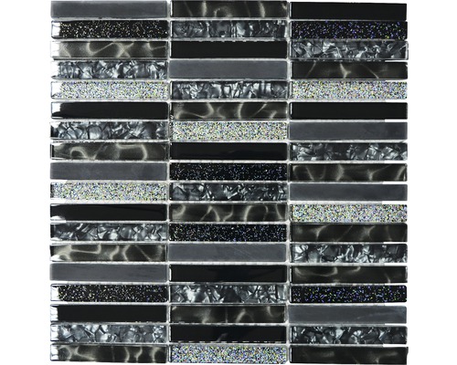 Mozaic sticlă XCM ST NB negru 29,8x30,4 cm