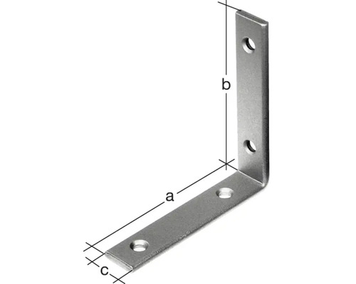 Conector unghiular din metal cu găuri și dimensiuni