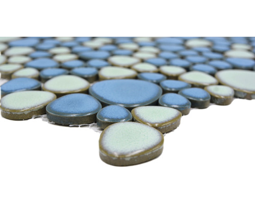 Plăci de mozaic cu aspect de piatră, albastru și verde