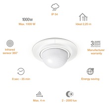 Senzor de mișcare Steinel IS360-1 360° max. 1000W, pentru exterior IP54, alb-thumb-3 Senzor de mișcare Steinel IS360-1 360° max. 1000W, pentru exterior IP54, alb-thumb-3