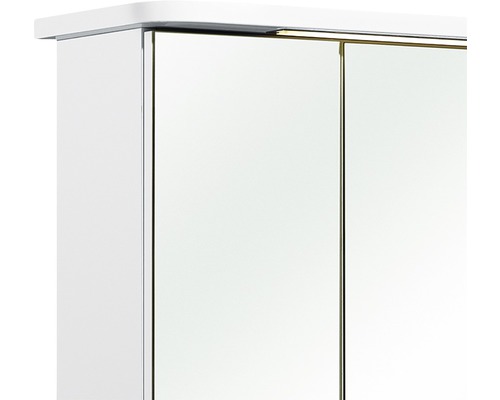 Vizualizare detaliată a unui dulap cu oglindă pentru baie