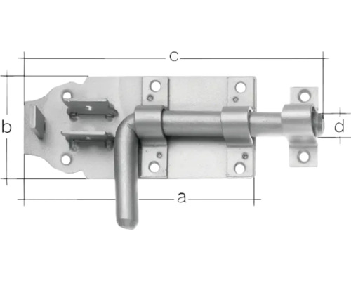 Zăvor metalic cu specificații dimensionale