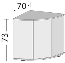 Imagine cu un dulap de colț cu dimensiunile de 70 x 73 centimetri.