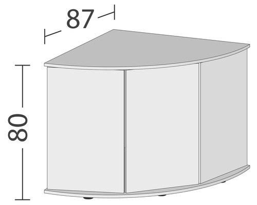 Ilustrație a unui dulap de colț cu dimensiunile de 87 pe 80 de centimetri.