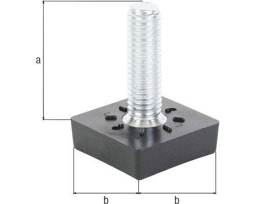 Picior reglabil cu șurub filetat și placă pătrată