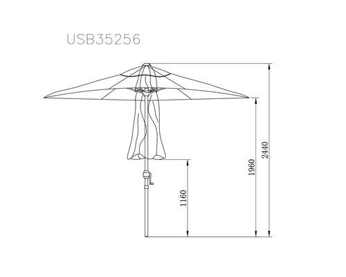 Desen tehnic al unei umbrele de soare cu dimensiuni