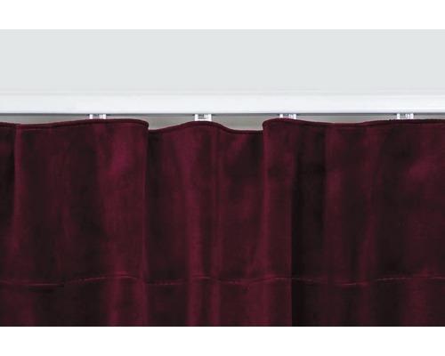 Perdea vișinie cu șină și glisiere