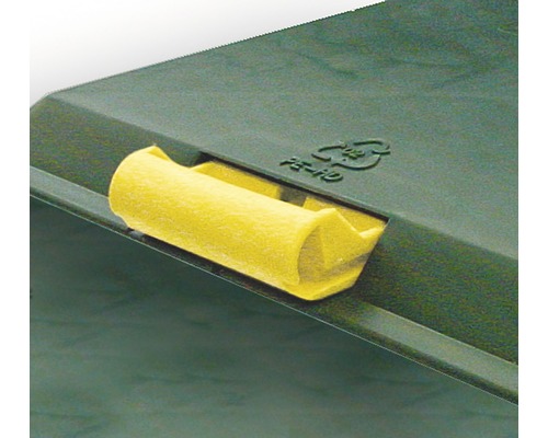 Detalii capac coș de gunoi cu mâner galben