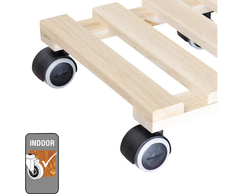 Rulou pentru plante din lemn cu role pentru interior