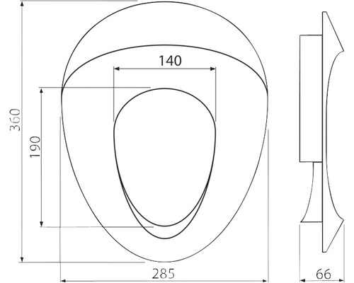 Desen tehnic al unui WC suspendat cu dimensiuni