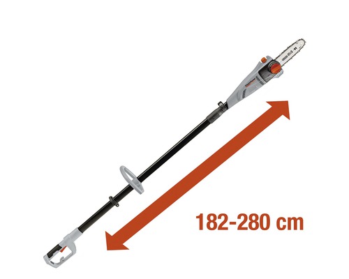 Drujba cu lanț telescopic cu o lungime de 182 până la 280 cm