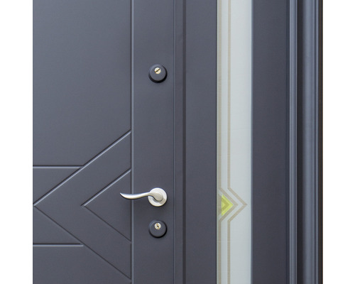 Imagine detaliată a unei uși de intrare cu mâner și element din sticlă