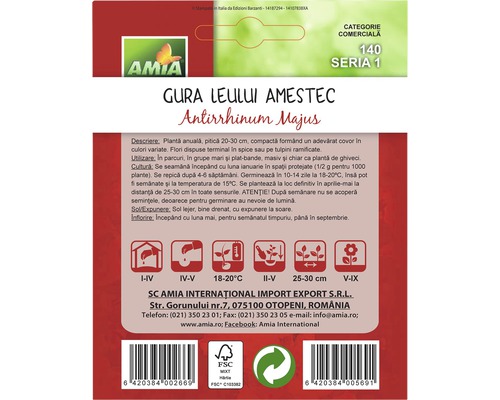 Pachet cu semințe de gura leului