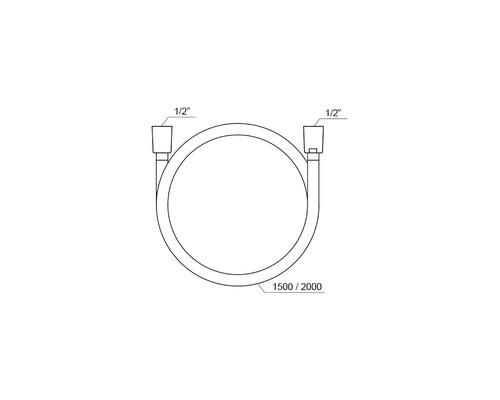 Schiță furtun blindat cu racorduri de 1/2 inch și o lungime de 1500 până la 2000 milimetri