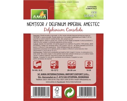 Pachet cu semințe Amia Nemţişor / Delphinium Imperial Amestec