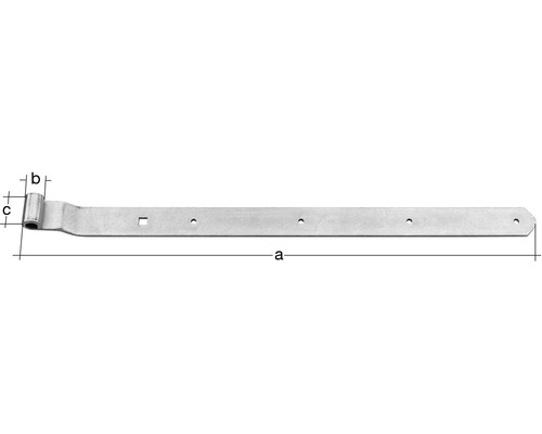 Braț balama de suspendare Alberts Ø13 x 500mm, curbat, oțel zincat