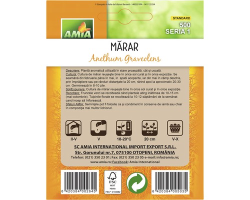Pachet de semințe de mărar Amia