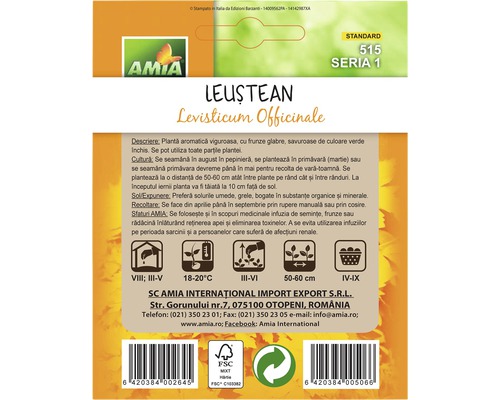 Logo Amia. Pachet de semințe de leuștean.