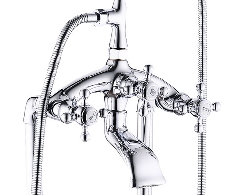 Baterie de baie freestanding cu set de duș din metal