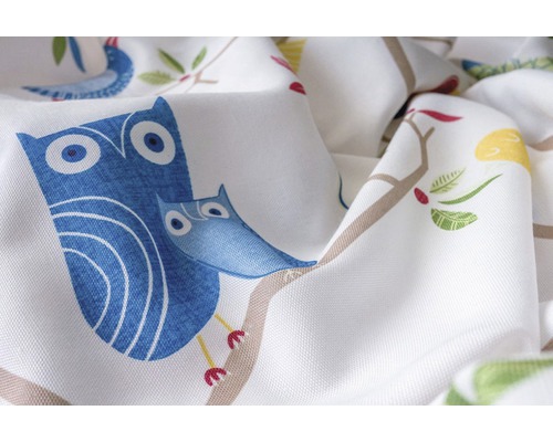 Țesătură decorativă cu model de bufnițe și păsări