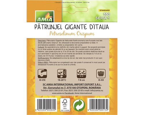 Pachet de semințe de pătrunjel gigant italian