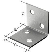 Colțar metalic cu găuri și indicații de dimensiuni a, b și c.
